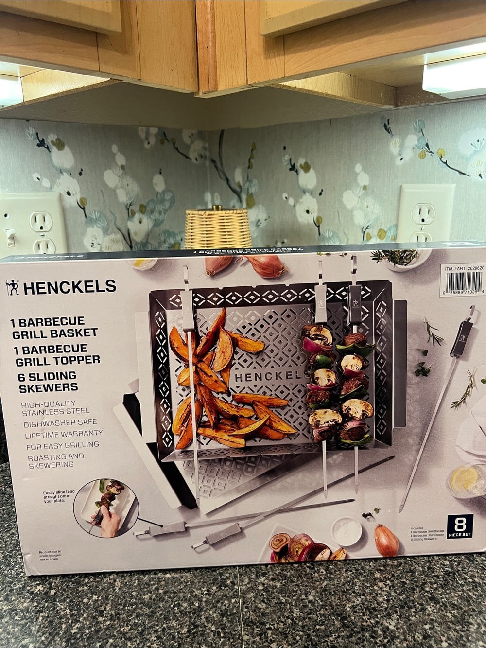 NEW IN BOX Henckels Stainless Steel Barbecue Grill Basket & Skewer Set - Silver
